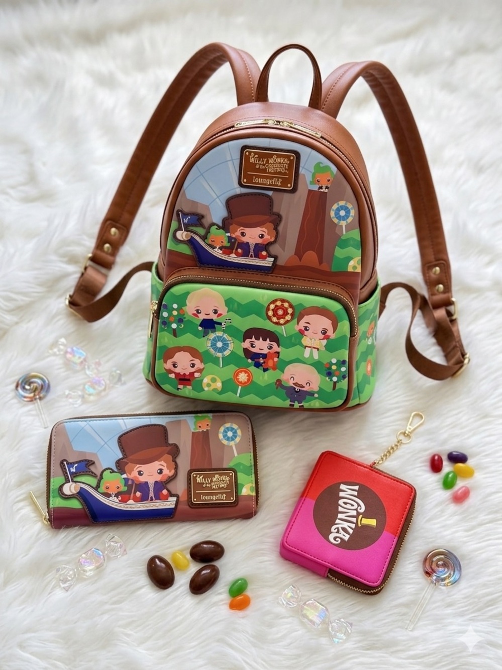 Loungefly Willy Wonka Mini Backpack Set Wallet & Coin Purse Fun Collectible 🎡✨